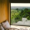 Relax in a comfy cabin with a beautiful forest view through the window in Poltava Oblast, Ukraine.